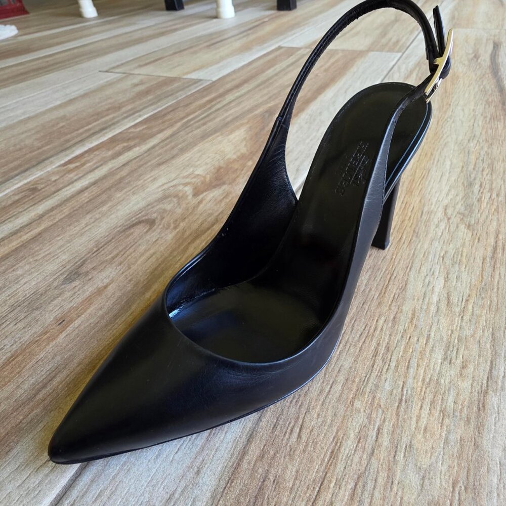 Hermes H Logo Black Leather Slingback Shoes Eur. 35 & Box - Picture 6 of 16